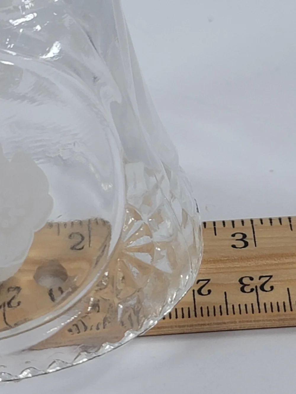 Vintage Etched And Sculpted Clear Glass Hummingbird  Bell Scalloped Edge